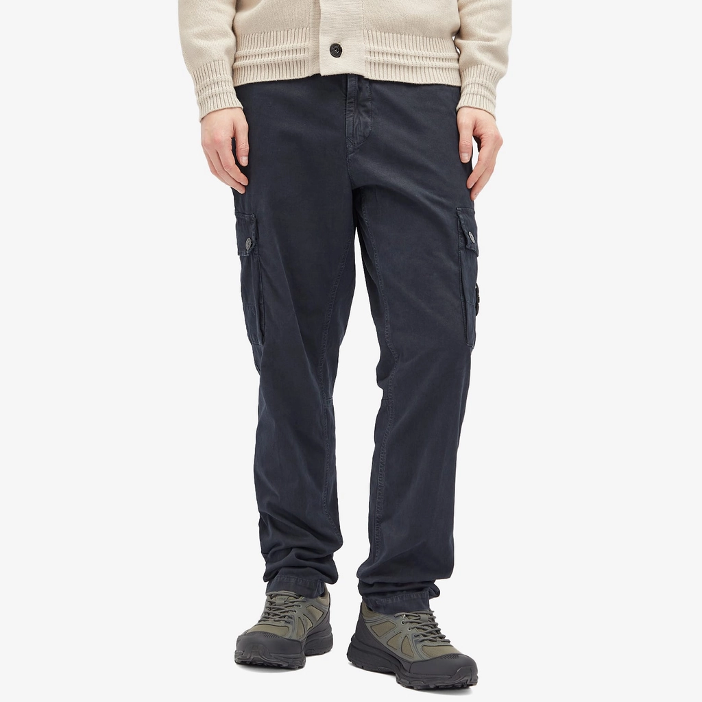 Stone Island Men's Brushed Cotton Canvas Cargo Pants Navy Blue
